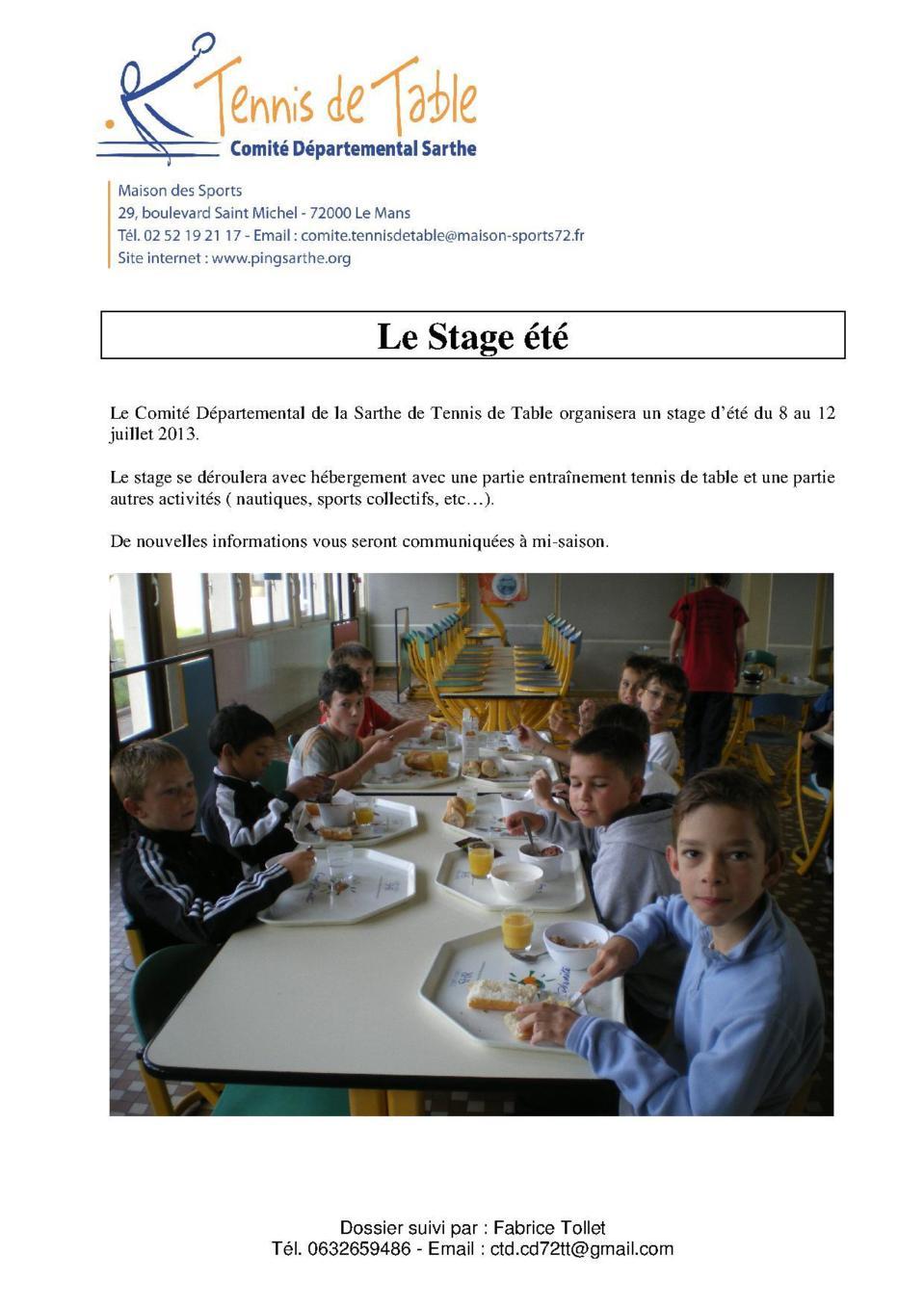 Le Stage d'été 2015 Le Stage d'été 2015