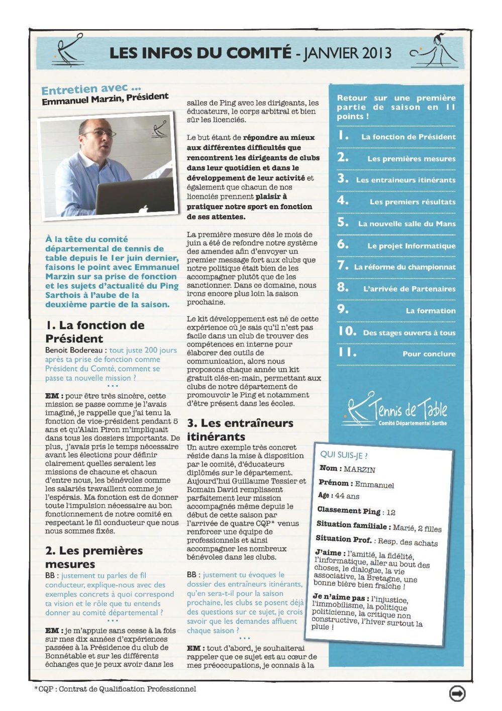 Les infos du Comité - Janvier 2013