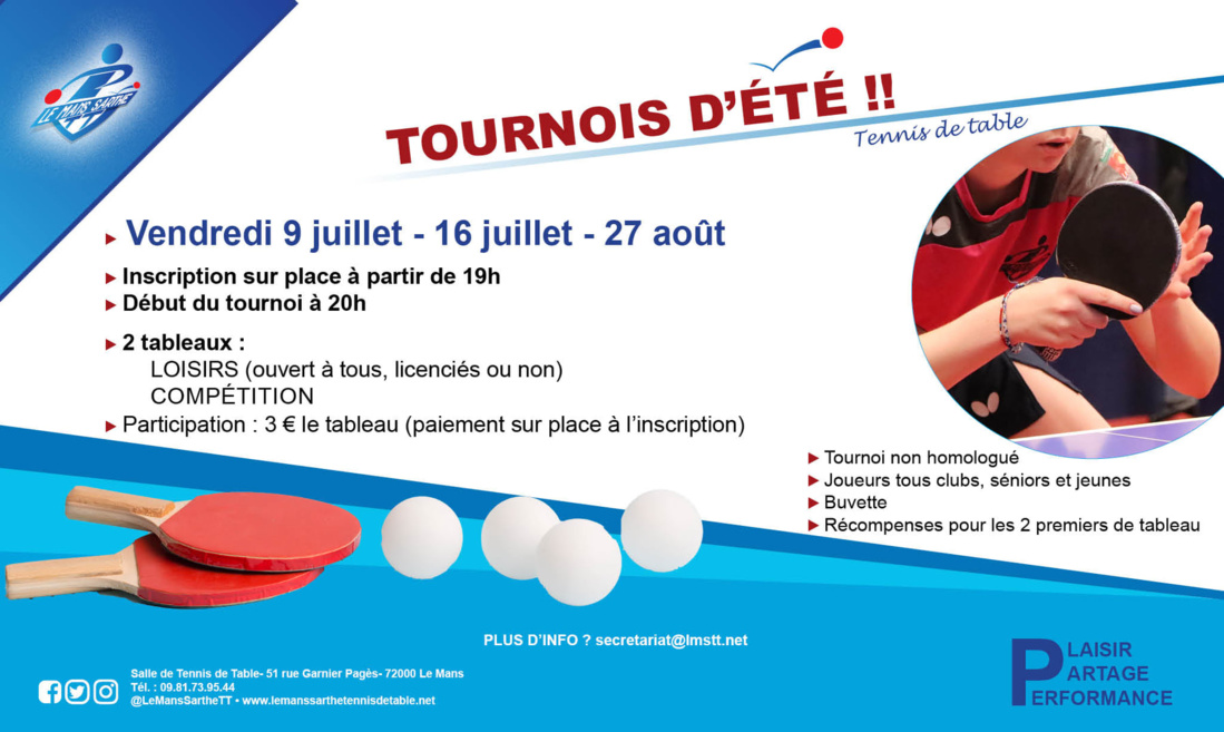 Tournois d'été organisés par le club de Le Mans Sarthe TT