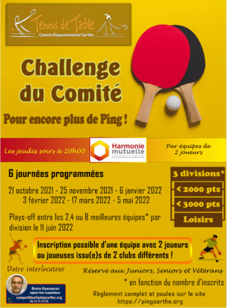 Inscriptions au challenge Harmonie Mutuelle 2021-2022