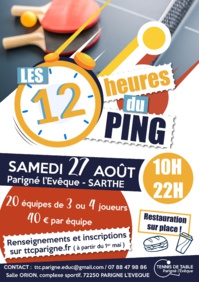 Parigné l'évèque TTC : Tournois d'été et 12H du ping Parigné l'évèque TTC : Tournois d'été et 12H du ping
