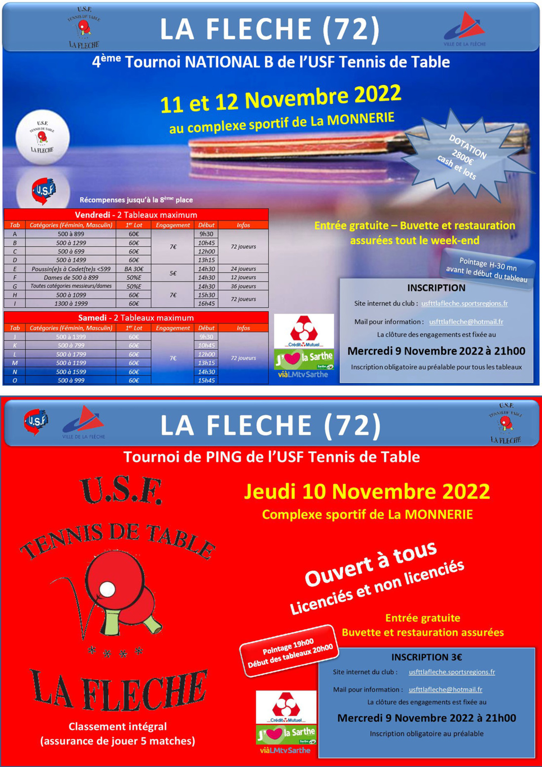 Tournoi National B de USF Tennis de Table le 10, 11 et 12 novembre 2022 Tournoi National B de USF Tennis de Table le 10, 11 et 12 novembre 2022