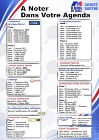 A noter dans votre Agenda 26-27 A noter dans votre Agenda 26-27