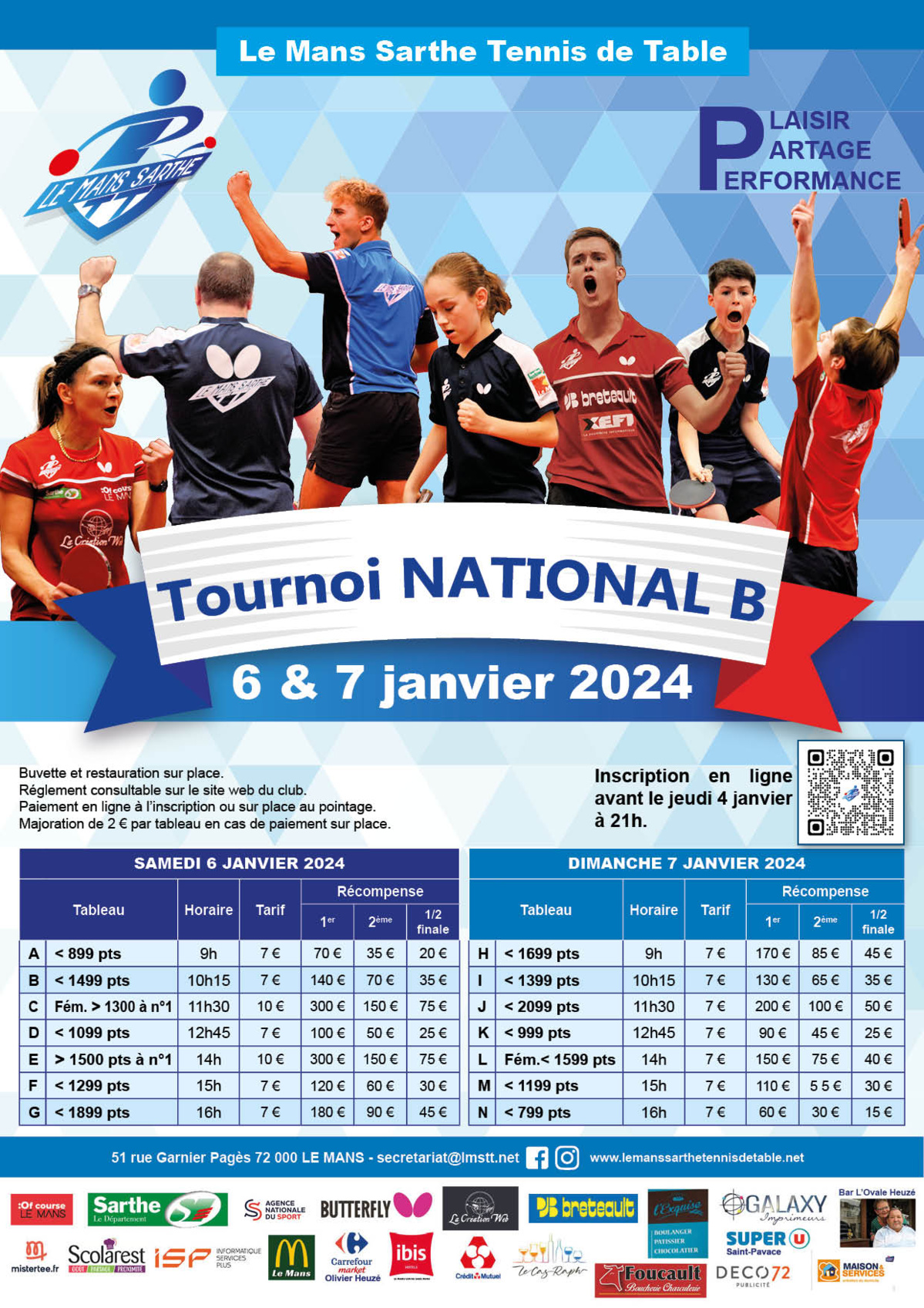 Le Mans Sarthe TT organise son 1er tournoi de National B le 6 et 7 janvier 2024 Le Mans Sarthe TT organise son 1er tournoi de National B le 6 et 7 janvier 2024