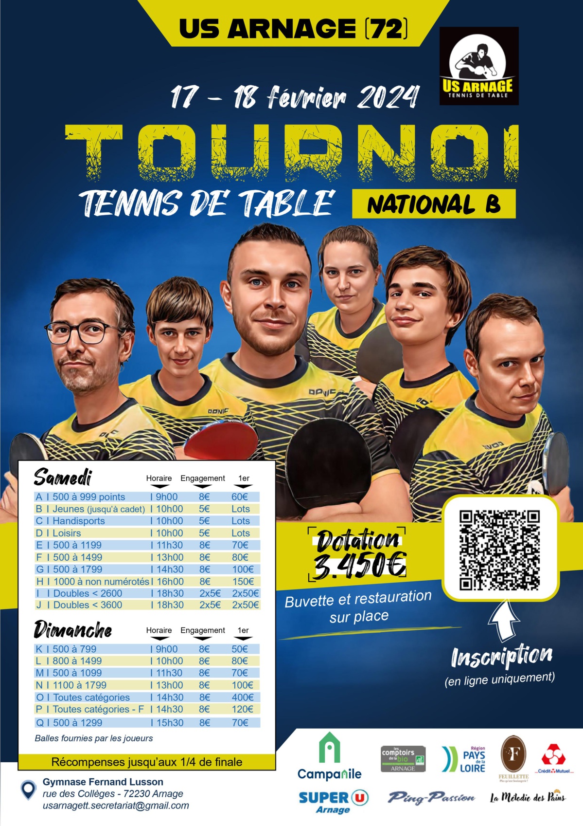 US Arnage TT organise son Tournoi National B le 17 et 18 février 2024 US Arnage TT organise son Tournoi National B le 17 et 18 février 2024