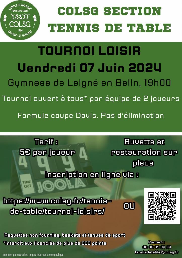 Le club de Laigné en Belin - Saint Gervais en belin organise un Tournoi Loisir le 7 juin Le club de Laigné en Belin - Saint Gervais en belin organise un Tournoi Loisir le 7 juin