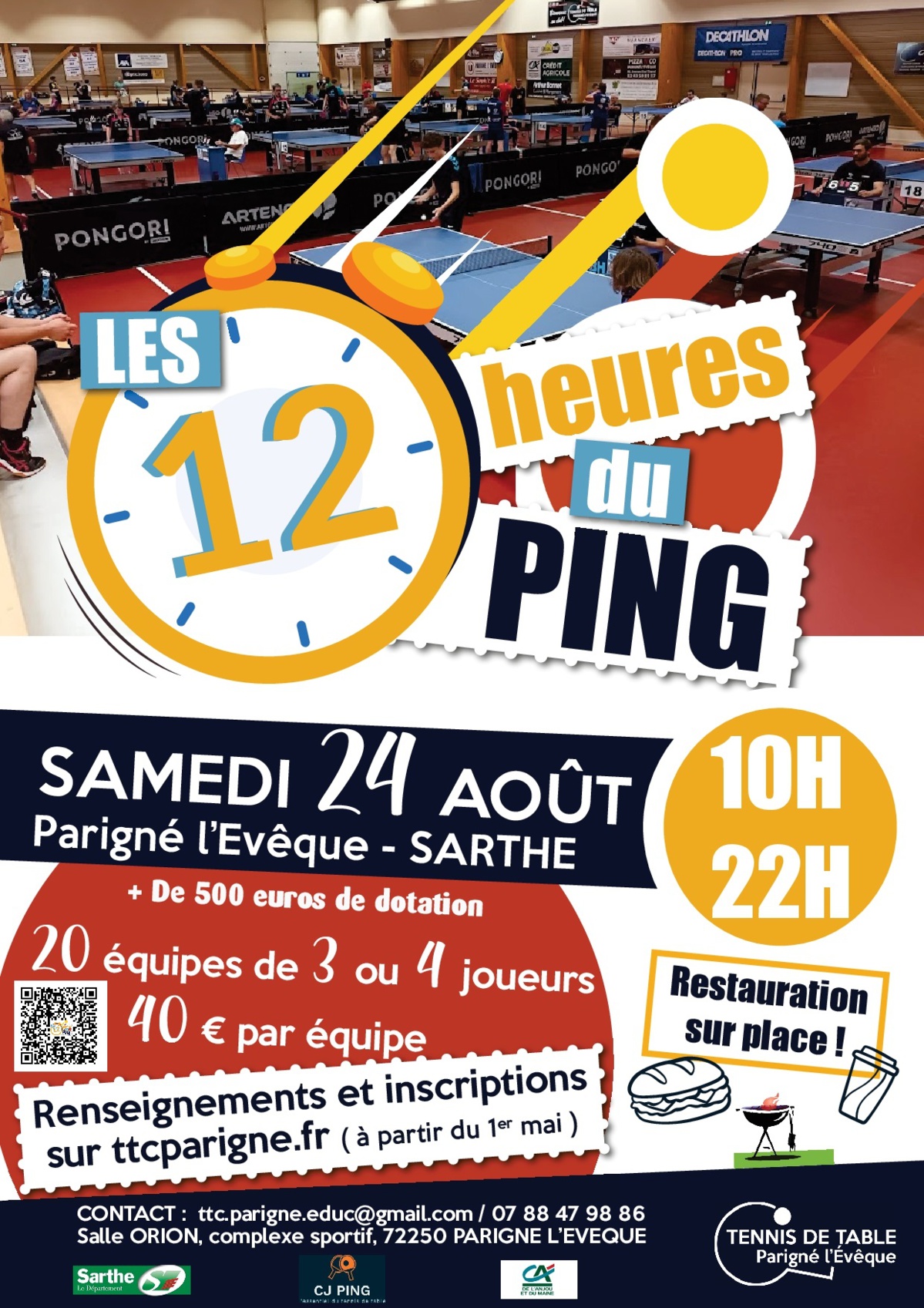 Le club de Parigné L'évèque organise la 3ème édition des 12 heures du ping Le club de Parigné L'évèque organise la 3ème édition des 12 heures du ping