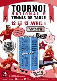 Tournoi National B et Loisirs de Ste-Jamme MCS le 11, 12 et 13 Avril 2025 Tournoi National B et Loisirs de Ste-Jamme MCS le 11, 12 et 13 Avril 2025