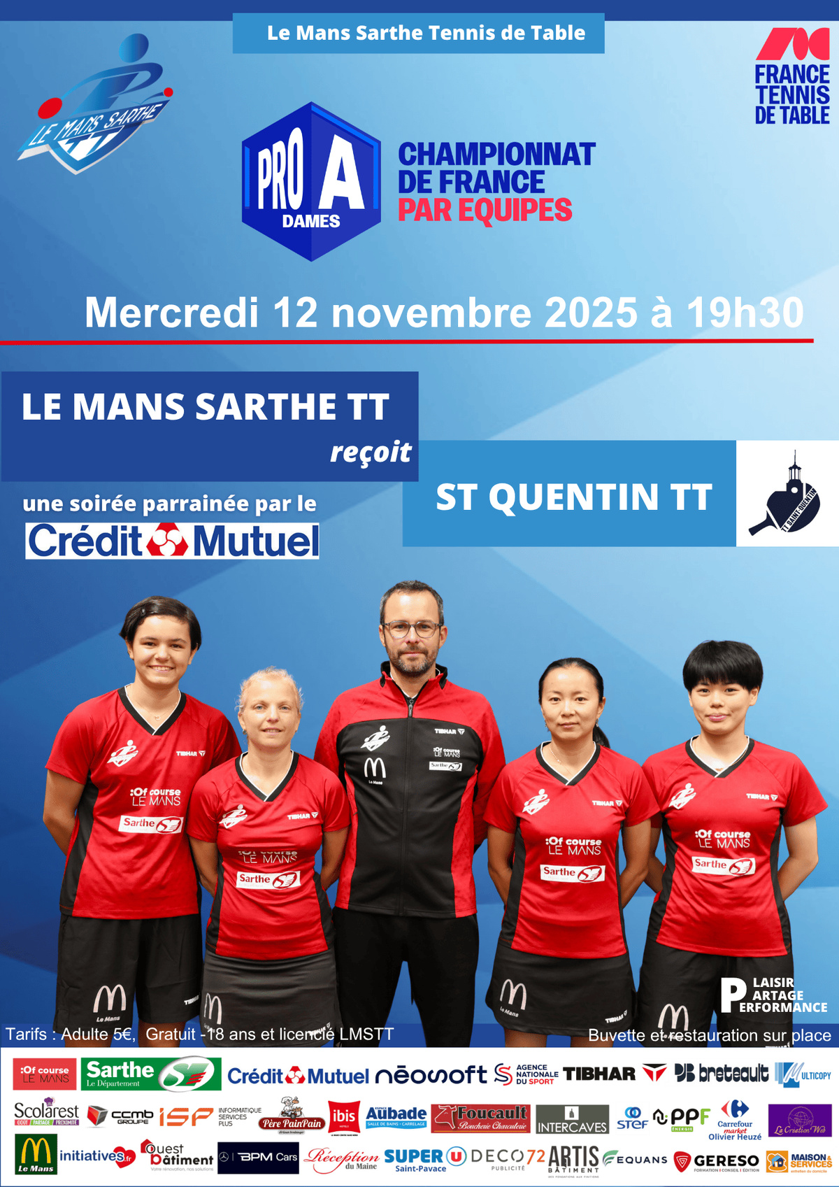 Match de Pro A dames : LMSTT vs Saint Quentin TT le Mercredi 12 novembre à 19h30 Match de Pro A dames : LMSTT vs Saint Quentin TT le Mercredi 12 novembre à 19h30