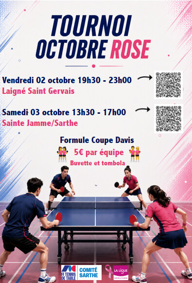 🏓 Tournois mixtes Octobre Rose 2026 – Inscrivez-vous !