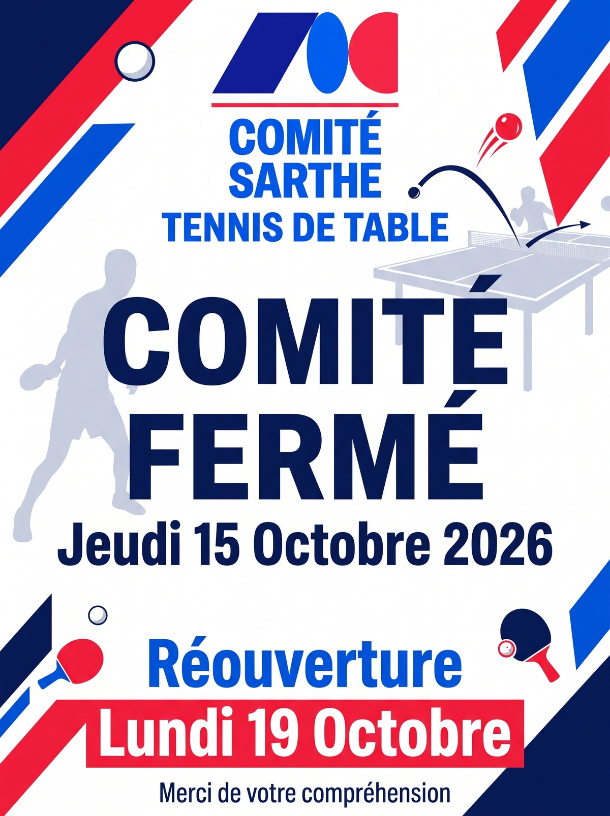 Fermeture du secrétariat - Jeudi 15 Octobre