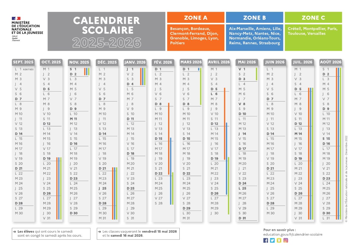 Calendrier 2025/2026