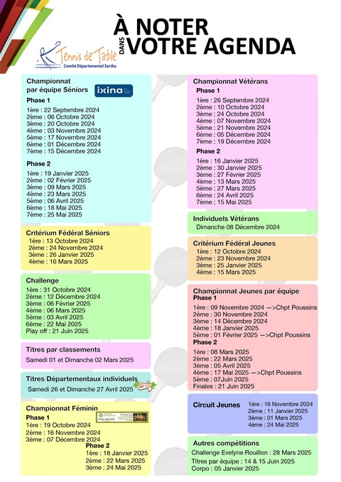 Calendriers 2023/2024