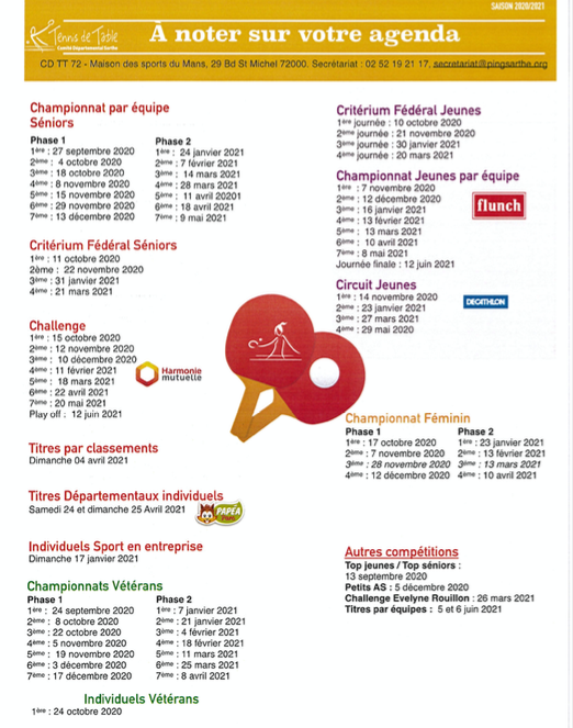 A noter sur votre agenda