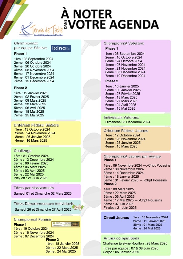 A noter dans votre Agenda 23-24