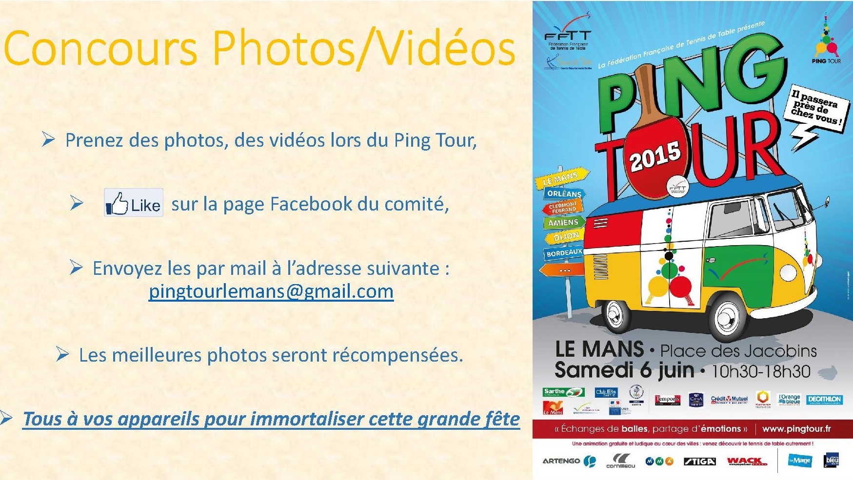 Ping Tour : Concours Photo/Vidéo