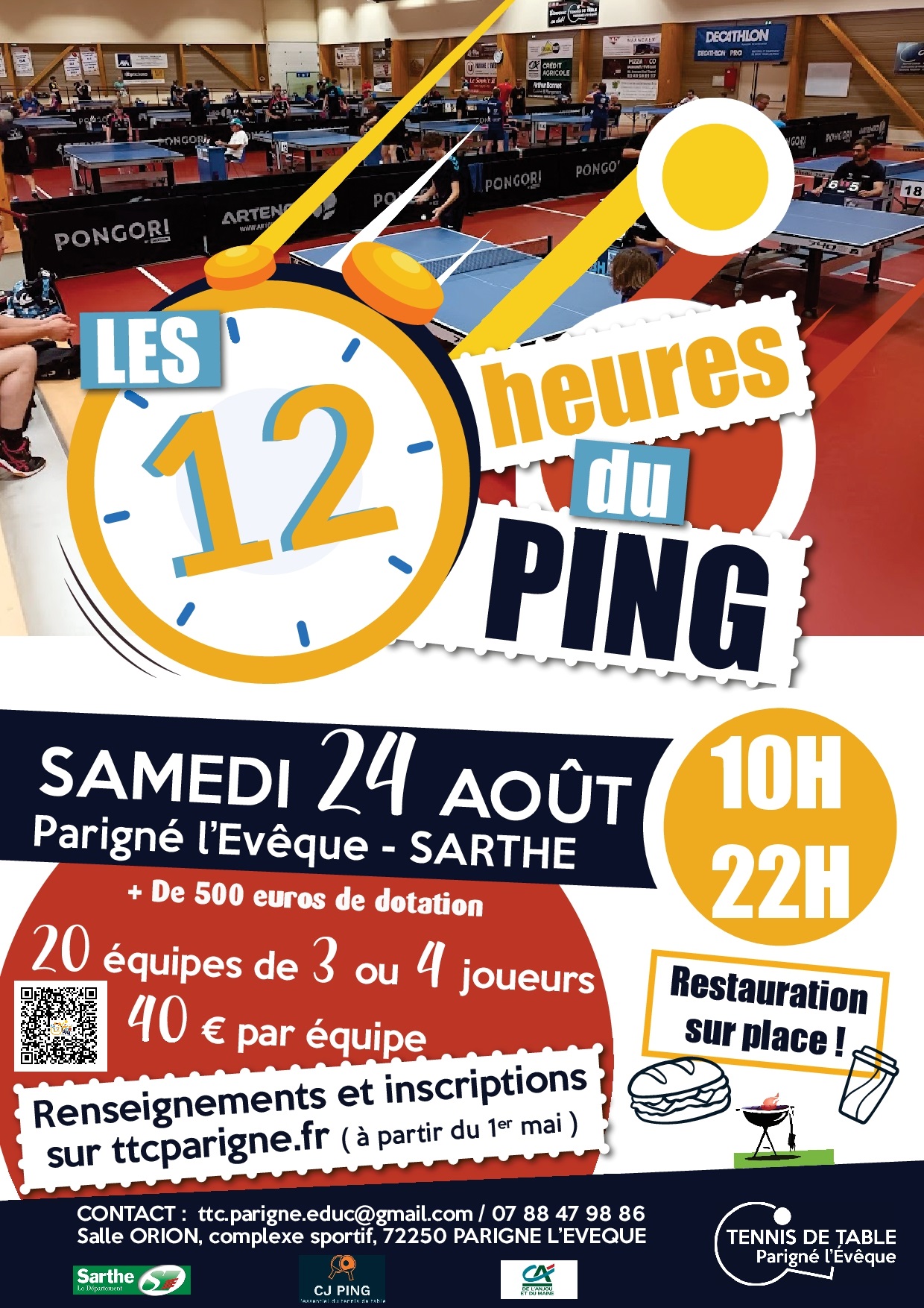 Le club de Parigné L'évèque organise la 3ème édition des 12 heures du ping Le club de Parigné L'évèque organise la 3ème édition des 12 heures du ping