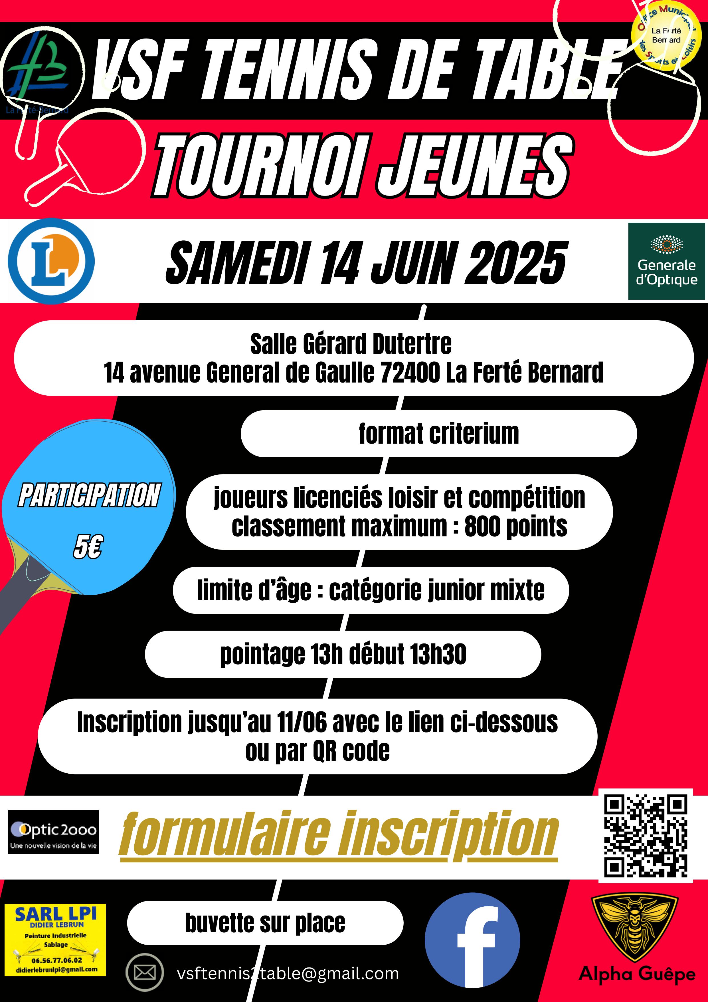 Tournoi jeunes le 14 juin 2025 organisé par le club de La Ferté VS