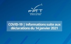 Coronavirus : communication de la FFTT suite aux déclarations du 14 janvier 2021 Coronavirus : communication de la FFTT suite aux déclarations du 14 janvier 2021