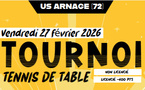 Tournoi Non homologué - Vendredi 27 février - US Arnage TT