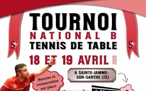 🏓 TOURNOI NATIONAL B : 18 ET 19 AVRIL 2026 🏓