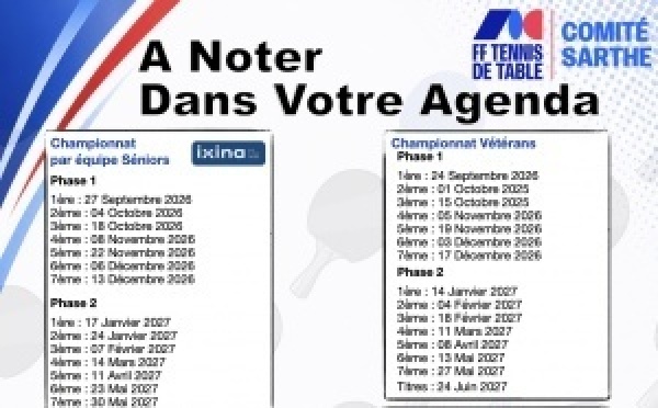 A noter dans votre Agenda 26-27