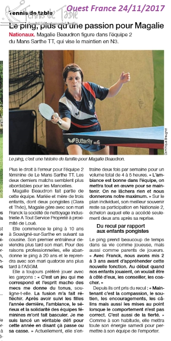 Ouest France du 24 novembre 2017 Ouest France du 24 novembre 2017