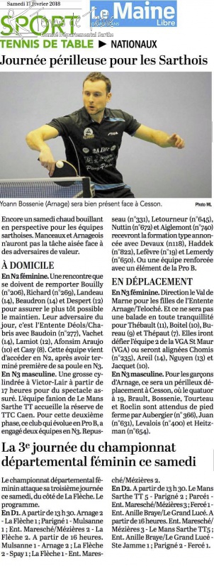 Le Maine Libre du samedi 17 février 2018 Le Maine Libre du samedi 17 février 2018
